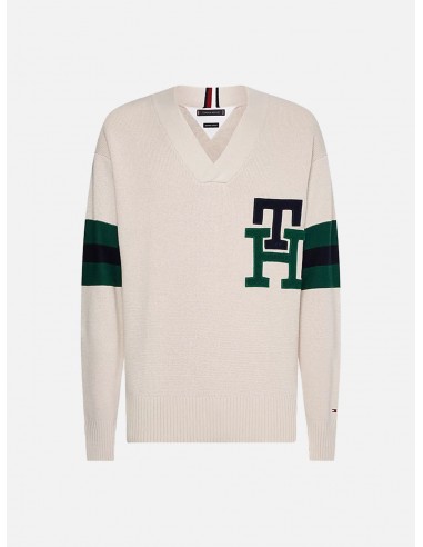 Pullover Tommy Hilfiger TH Monogram Varsity Oversize - Colore Bianco Piuma