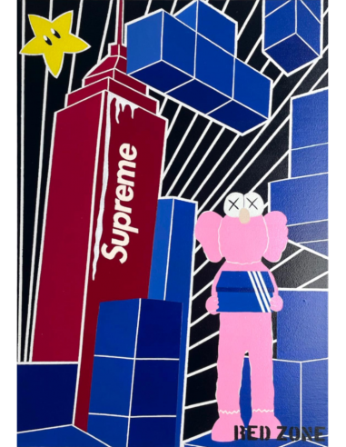 Opera in Tela Spray e Acrilico Tetris Manhattan - Red Zone